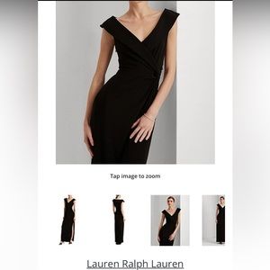 Lauren Ralph Lauren V-Neckline side slit black gown.